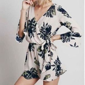 Free People All the Right Ruffles Romper Floral S